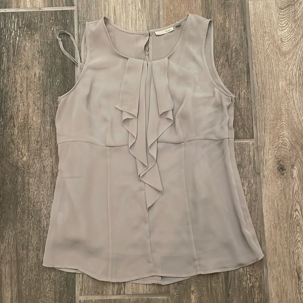 Halogen blue/grey sleeveless blouse (size small)